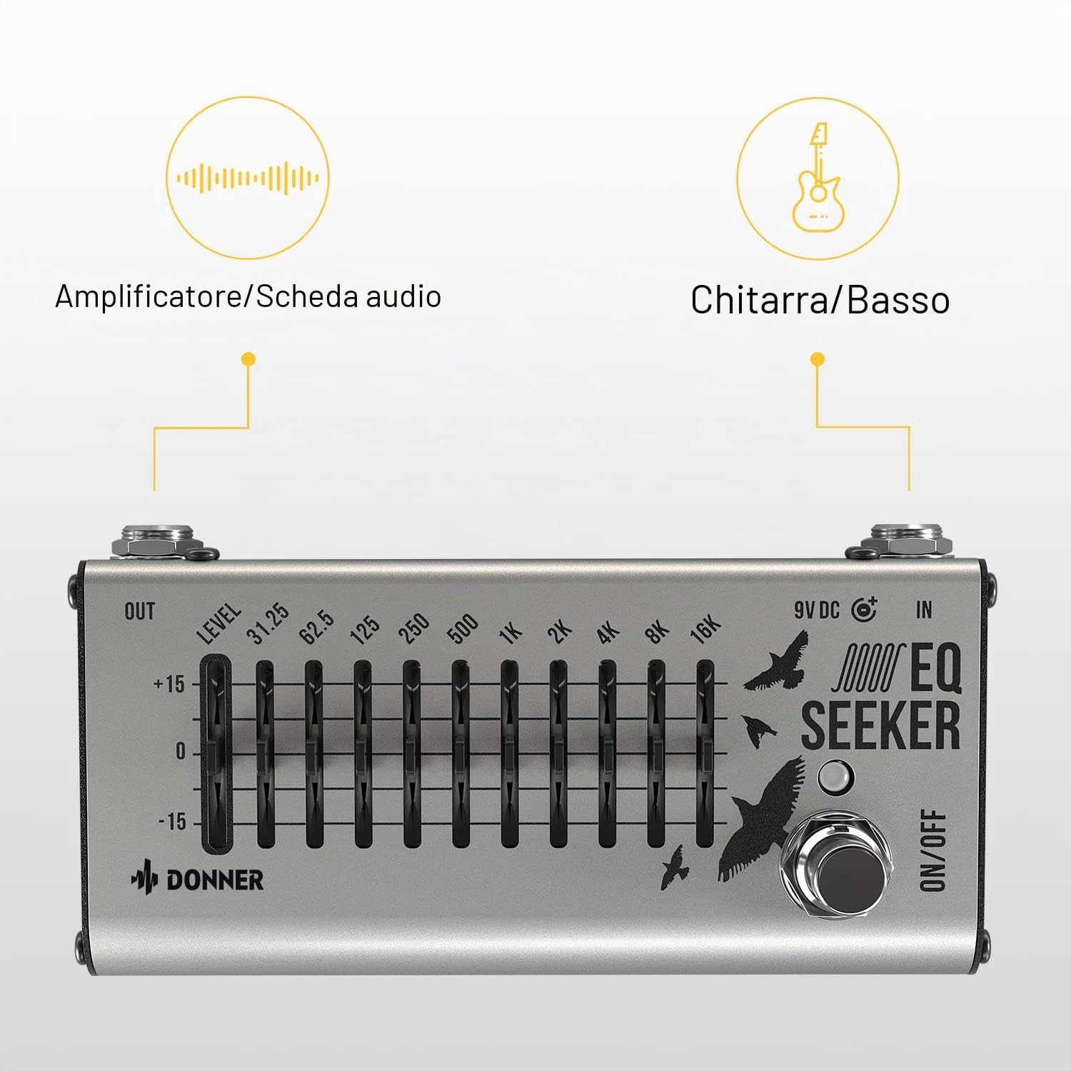 Pedale EQ Donner, equalizzatore a 10 bande, EQ Seeker per chitarra e basso, true bypass