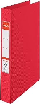 Esselte 2 Ring Binder PP Holds up to 190 Sheets Vivida Range 42 mm Spine 14451 - A4 Red