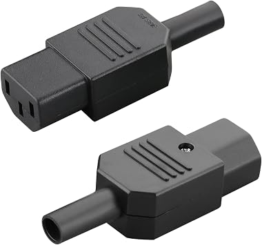 Fielect C14 Power Socket Adapter Connector AC Power Plug AC110-250V 10A 3 Pins Terminals Inline Adapter Plug Black 2pcs