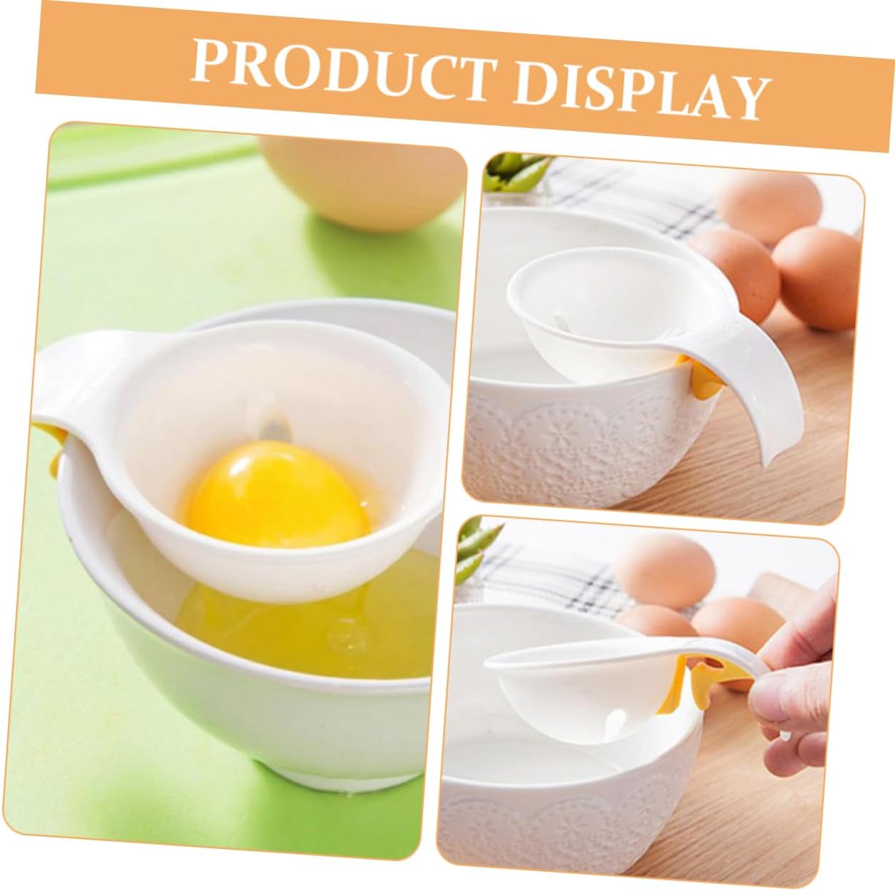 Mikinona 2pcs Egg White Separator for Kitchen Baking Filter Egg Separator Clip Reusable Yolk