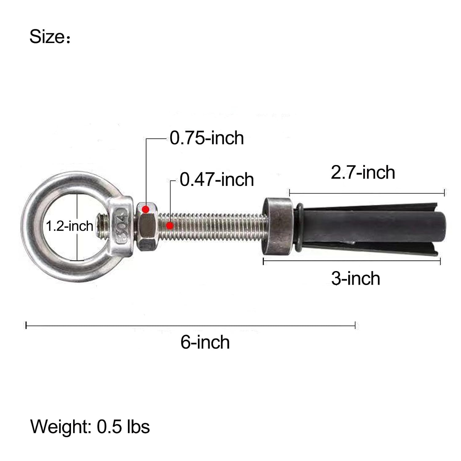 Removable Concrete Anchor,Concrete Expansion Anchor Reusable,Concrete Eye Bolt 1 piece