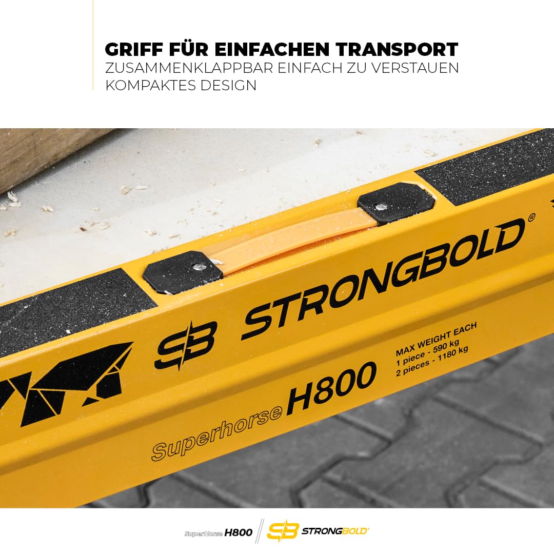 Arbeitsbock 2er-Set Superhorse H800, Klappbare höhenverstellbare Schwerlast Arbeitsböcke mit 1.180 kg Tragkraft im Paar, multifunktional, kompaktes Design mit Werkbankfunktion