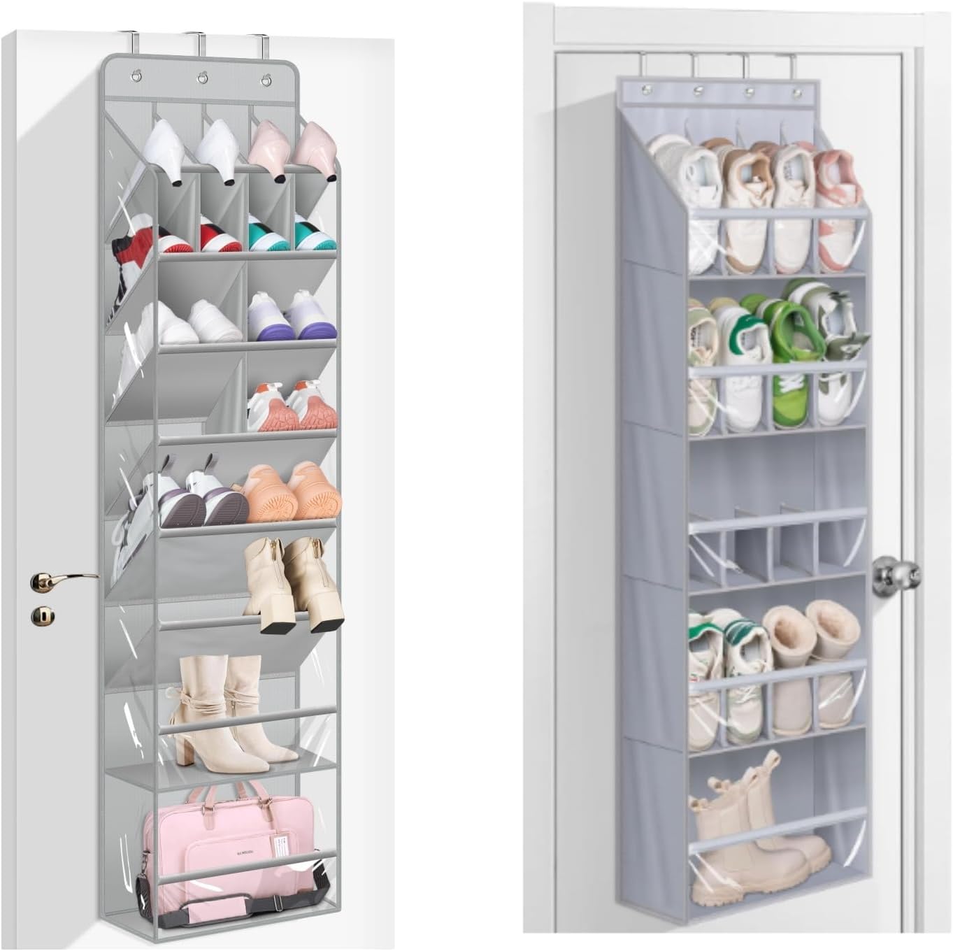 MISSLO Clear Over The Door Shoe Organizer Hanging Shoe Rack for Door Hanger Deep Pocket Sneaker Holder