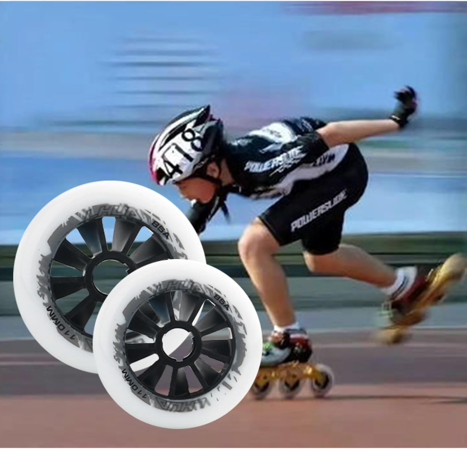 Roues de Patin à Roues alignées 85A 90MM/100MM/110MM (Pack de 8), Roues de compétition, Roues d'entraînement intérieures et extérieures, Roues de Rechange