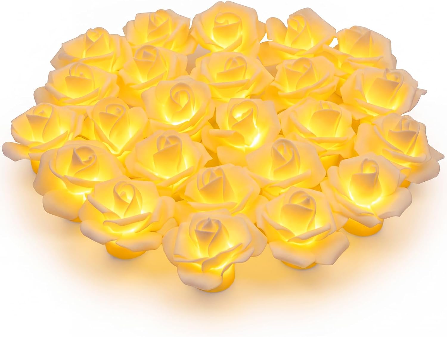 VIHOSE White Rose LED Candles 24 Pack Battery Operated Tea Lights Candles