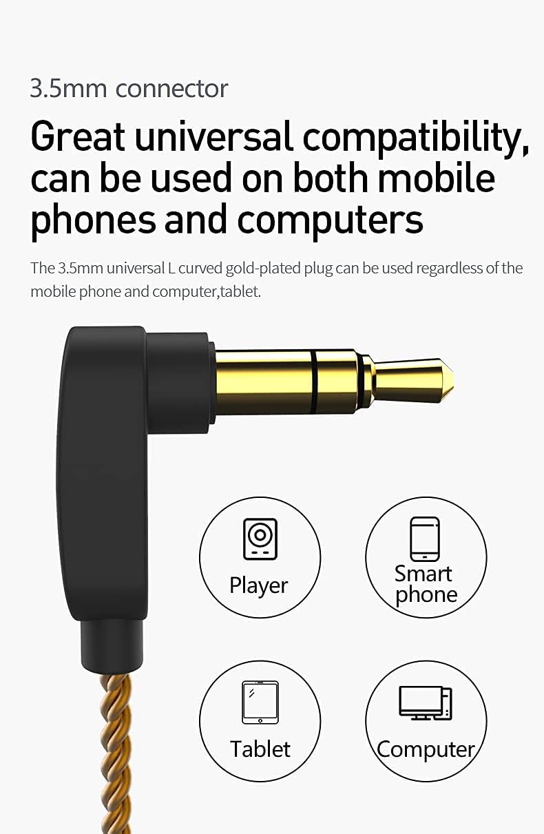 Kinboofi KBEAR KS2 in Ear Earphone, 1BA 1DD Stereo IEM, HiFi Noise Cancelling Sport Hybrid Headphones with PCB Frequency Board, 2 PIN Detachable Cable, for Audiophile (with Mic, Black)