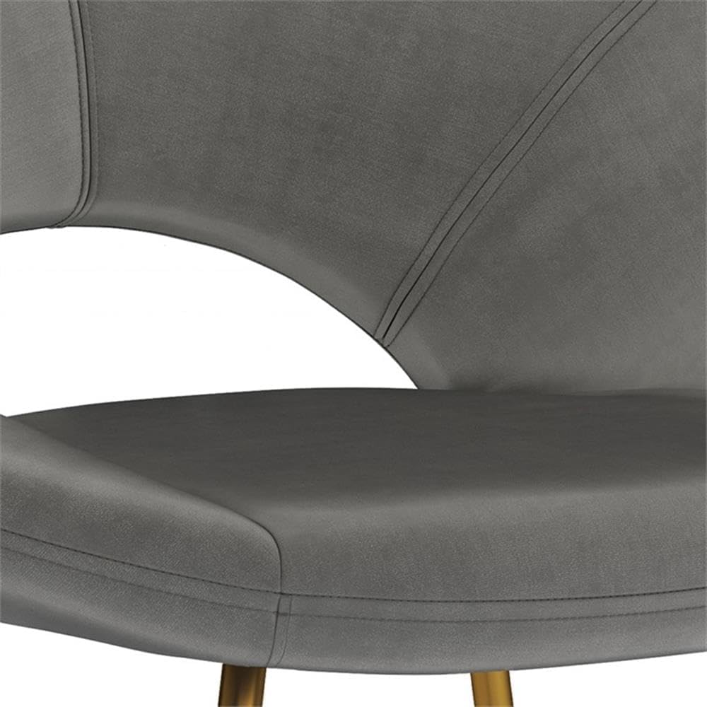 SIMPLIHOME Barrett Accent Chair - 24 inch Wide Upholstered Velvet Mid-Century Modern Accent Chair in Grey, for Living Room Seating with Curved Back, Deep Seat, and Gold Metal Base