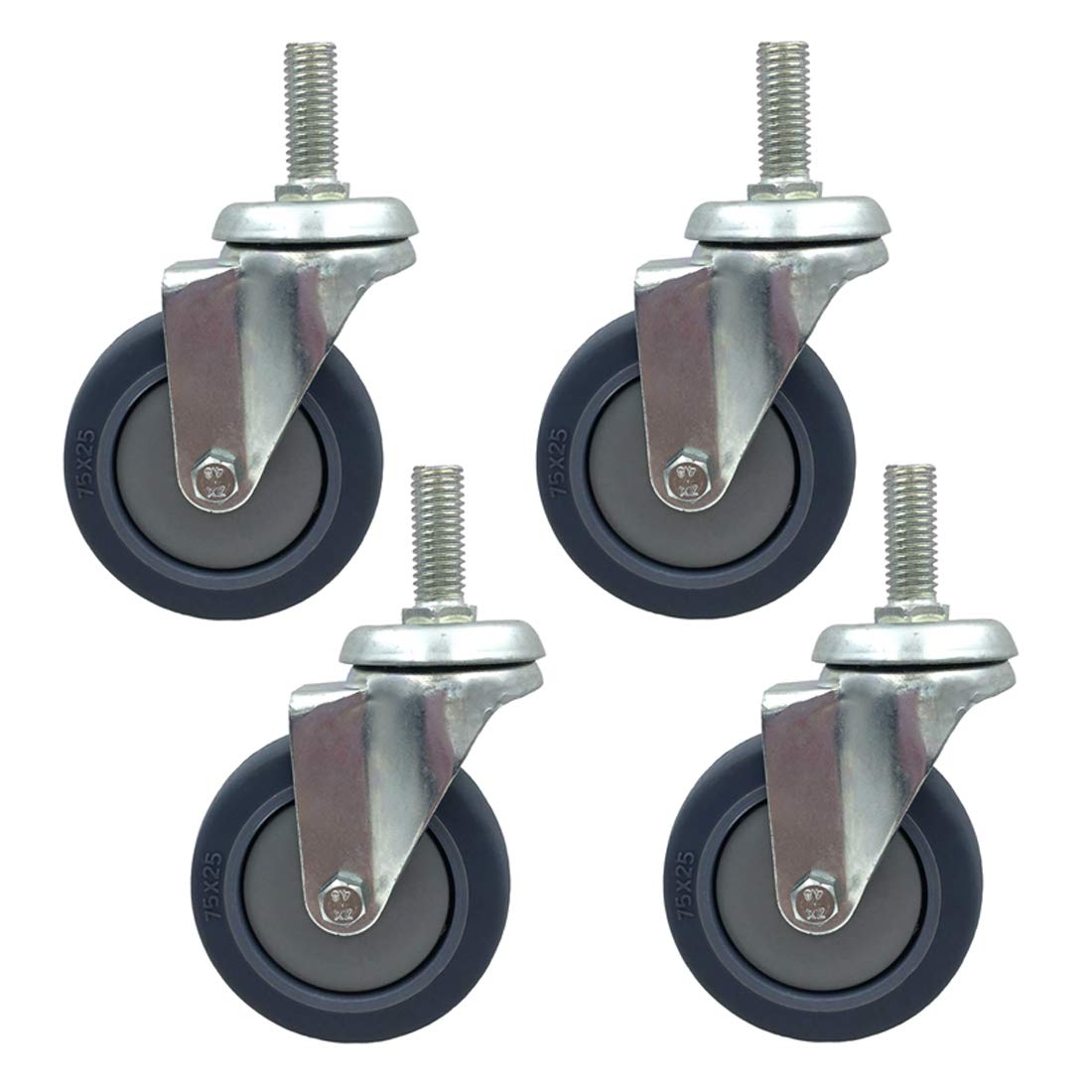 GBRJUYF Heavy Duty 3" Rubber Swivel Caster Wheels for Furniture Trolleys & Moving - Universal M12 Replacement Casters for Smooth Mobility & Durability