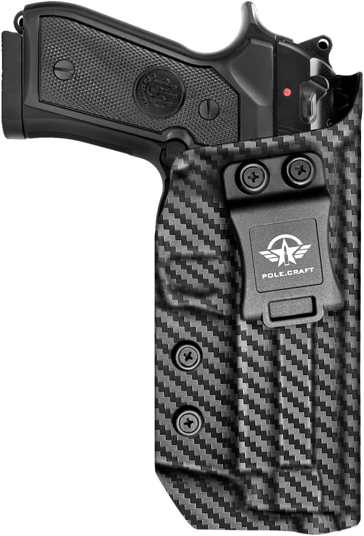 Beretta 92FS 92A1 96A1 Holster IWB / OWB Kydex Holster For Beretta 92 FS / 92 A1 / 96 A1 Pistol Accessories- Inside / Outside Waistband Concealed Carry - Adj. Width Height Retention Cant, Cover Mag-Button, Entrance Widened