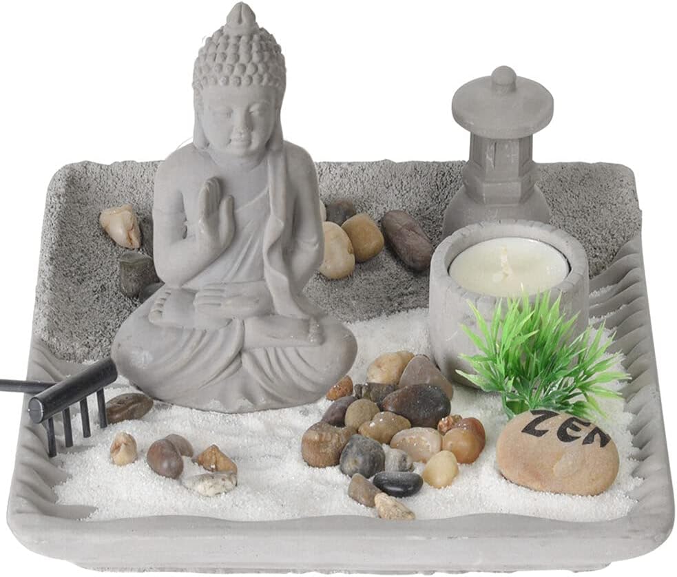 Amazon.de Buddha Sitzend mit Teelicht 22cm DekoStatue für Wohnzimmer