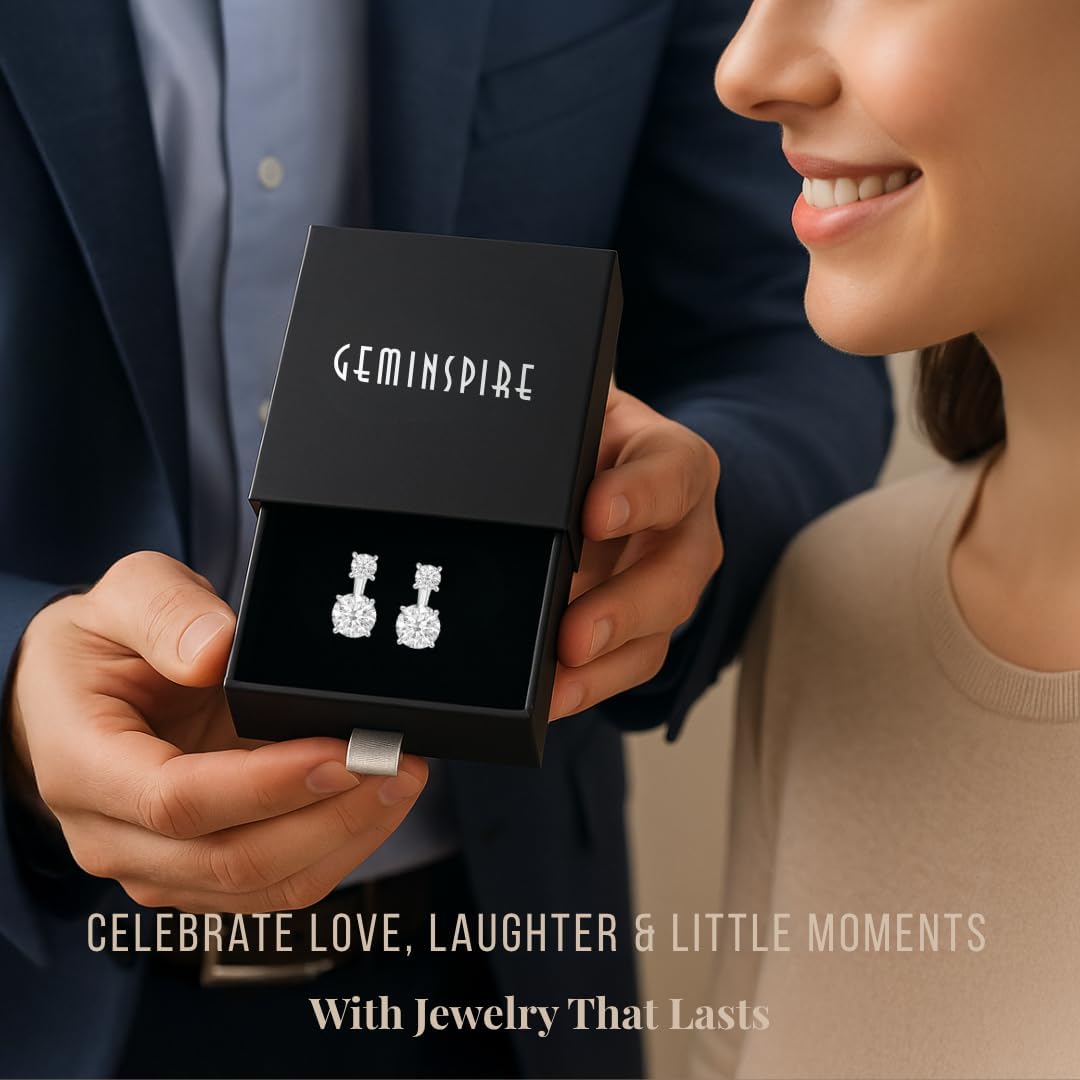 925 Sterling Silver | Moissanite Earrings for Women | Rhodium Fine Jewelry | Brilliant-Cut Hypoallergenic Moissanite Studs & Drop Earrings | D–E color and VVS clarity | Elegant Everyday Styles & Gift For Her