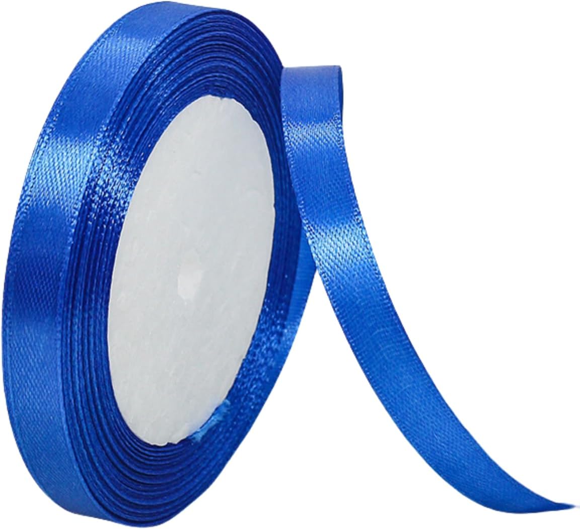String Ribbon Flower 10mm Royal Blue Satin Ribbon 22M ,Fabric Hair String Ribbon for Craft ...