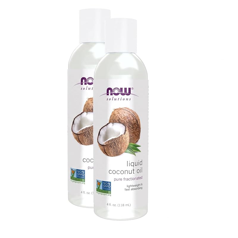 NOW Óleo de Coco Líquido 120 mL – Pacote com 2