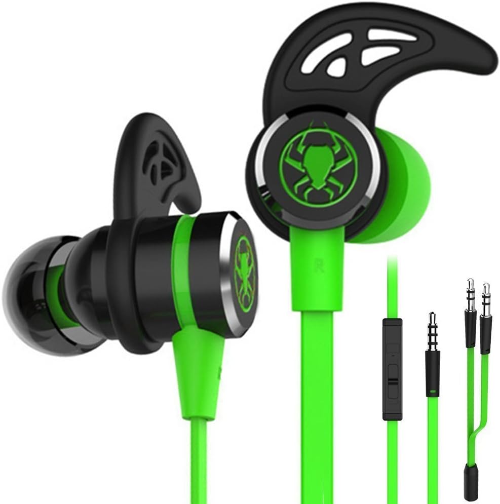 Zagzog PLEXTONE Wired Earphones Exercise Noise-Cancelling Headphones Plug In-Ear Remote Control Earbuds HD Stereo Magnetic Lightweight Outdoor Cable Headsets Spider Print with Mic for iOS Android