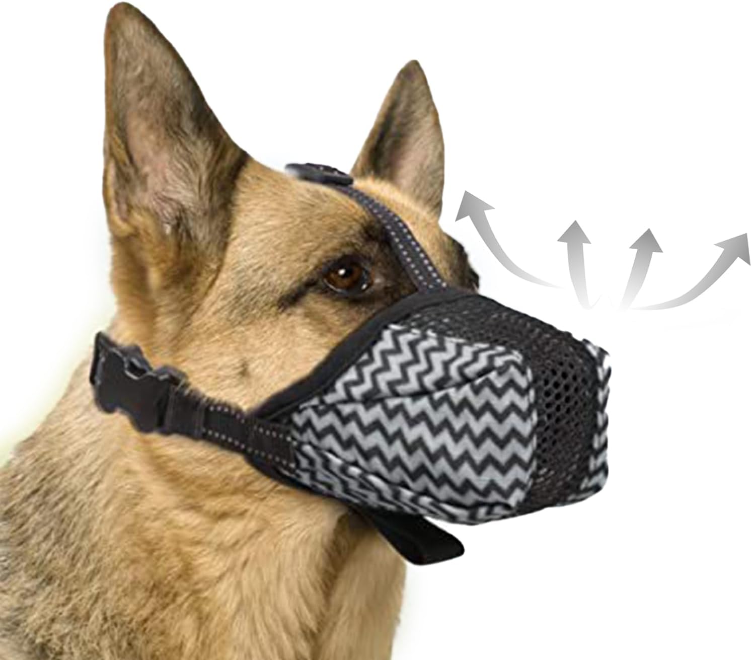 Masroo Dog Muzzle, Air Mesh Comfortable Breathable Muzzle for Small Sized Dogs to Anti & Prevent Biting Barking Chewing, Soft Basket Muzzle with Reflective & Adjustable Strap，M