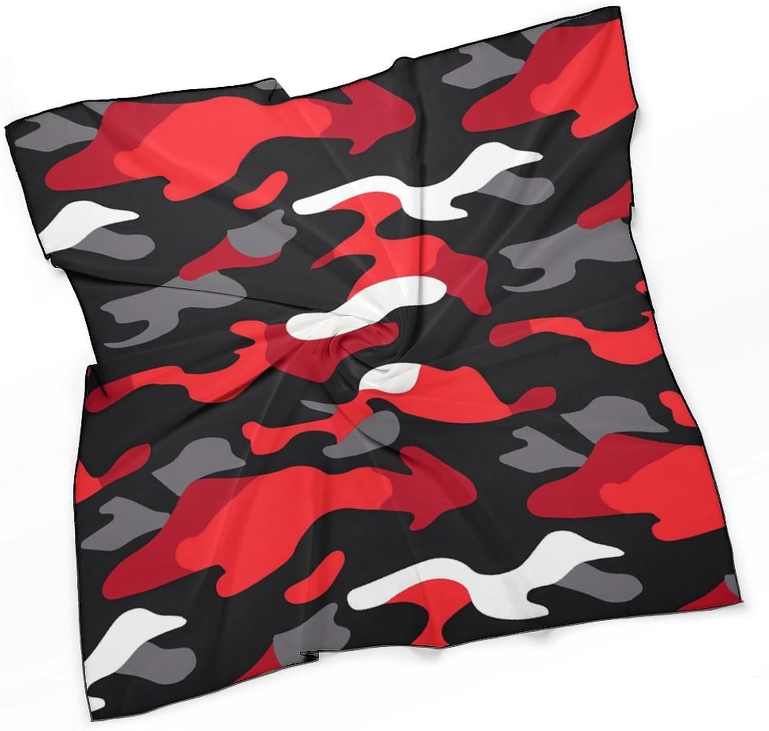Camouflage Print Silk-Like Square Scarf for Women Vintage Printed Neck Scarf Bandanas Hair Scarves