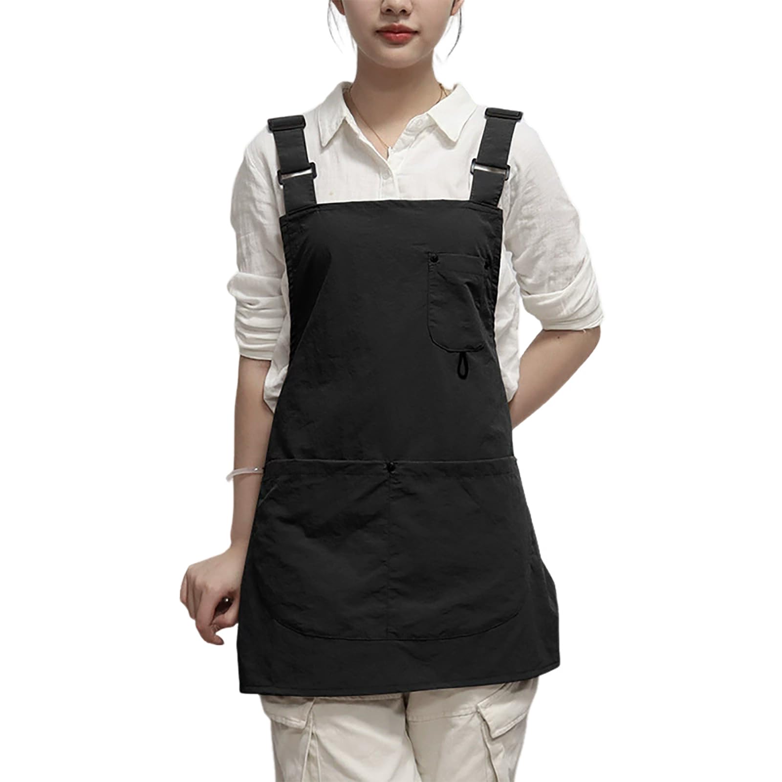 Tabliers De Cuisine Réglables pour Hommes Et Femmes, avec Dos en H Et Poches, pour La Pâtisserie, La Cuisine, La Peinture, l'art Black,One Size