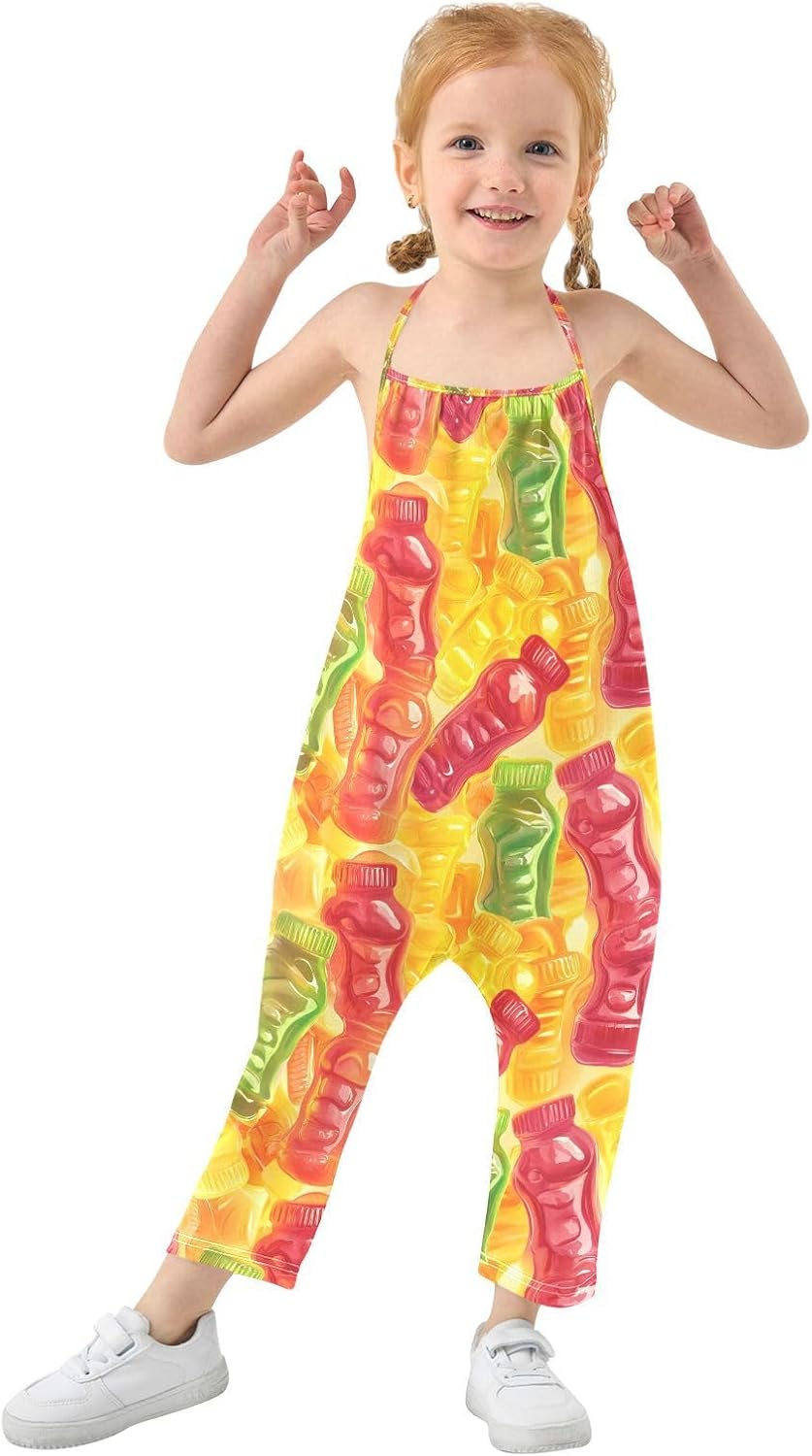 Gummy Bottles Toddler Girl Clothes Sleeveless Romper Jumpsuit for Girls Summer One Piece Romper Pants Size 1-6T