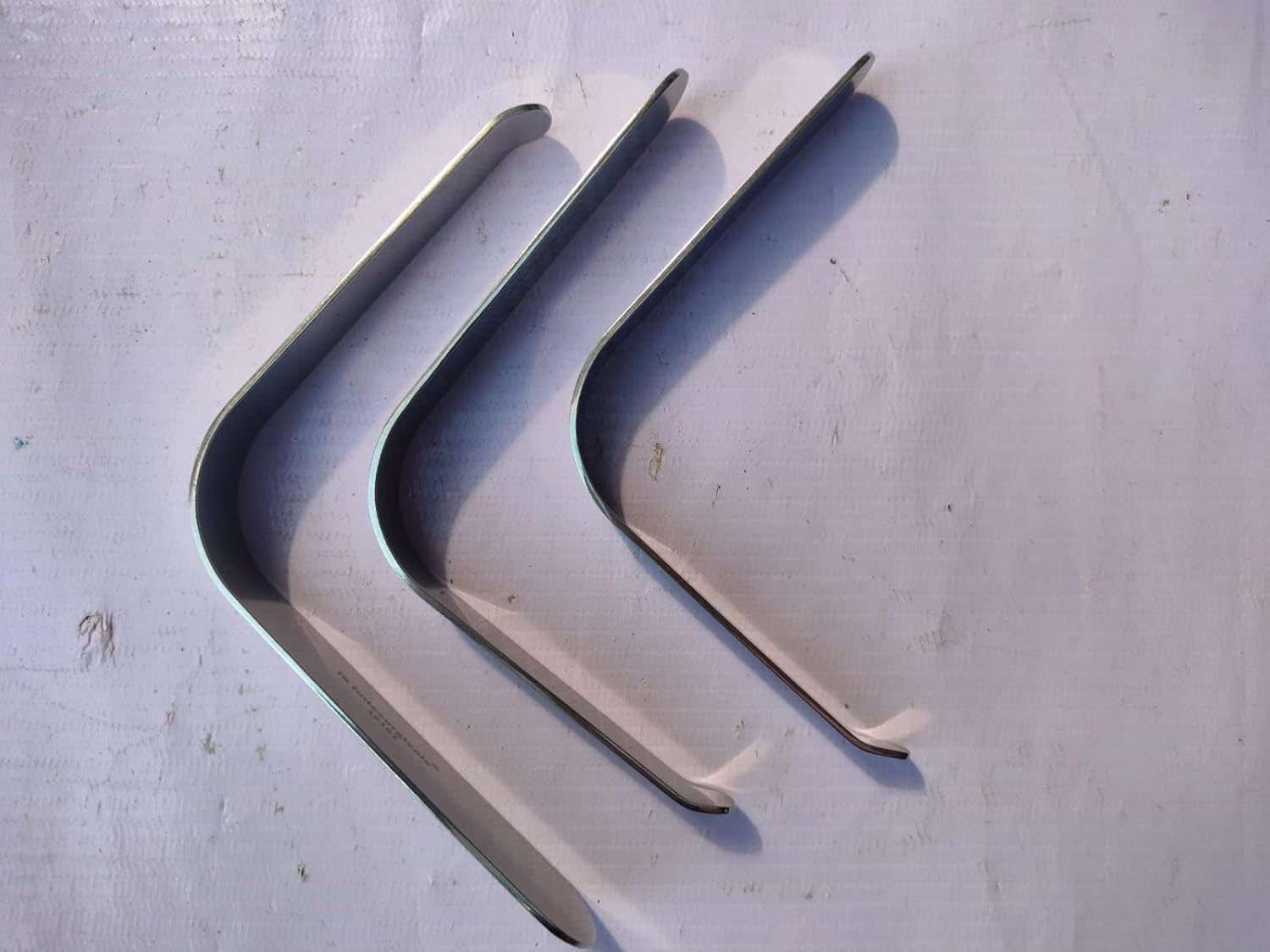 Professional Stainless Steel L-Shaped Tongue Depressor Set, Medical Grade Metal Spatulas, Dental Tools, 3 Pieces