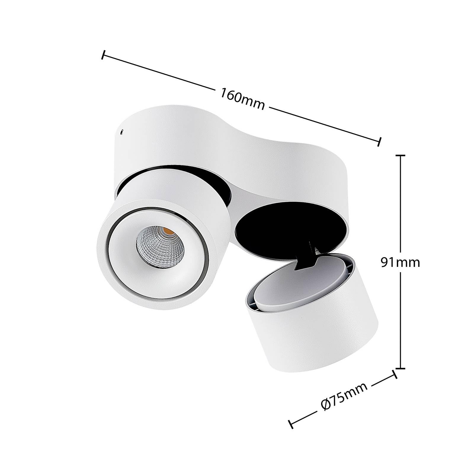 Arcchio LED Deckenlampe, Spotbalken Deckenstrahler 350° drehbar 90° schwenkbar Deckenleuchte Deckenspot 2x 6,1W Spot Wohnzimmerlampe Strahler