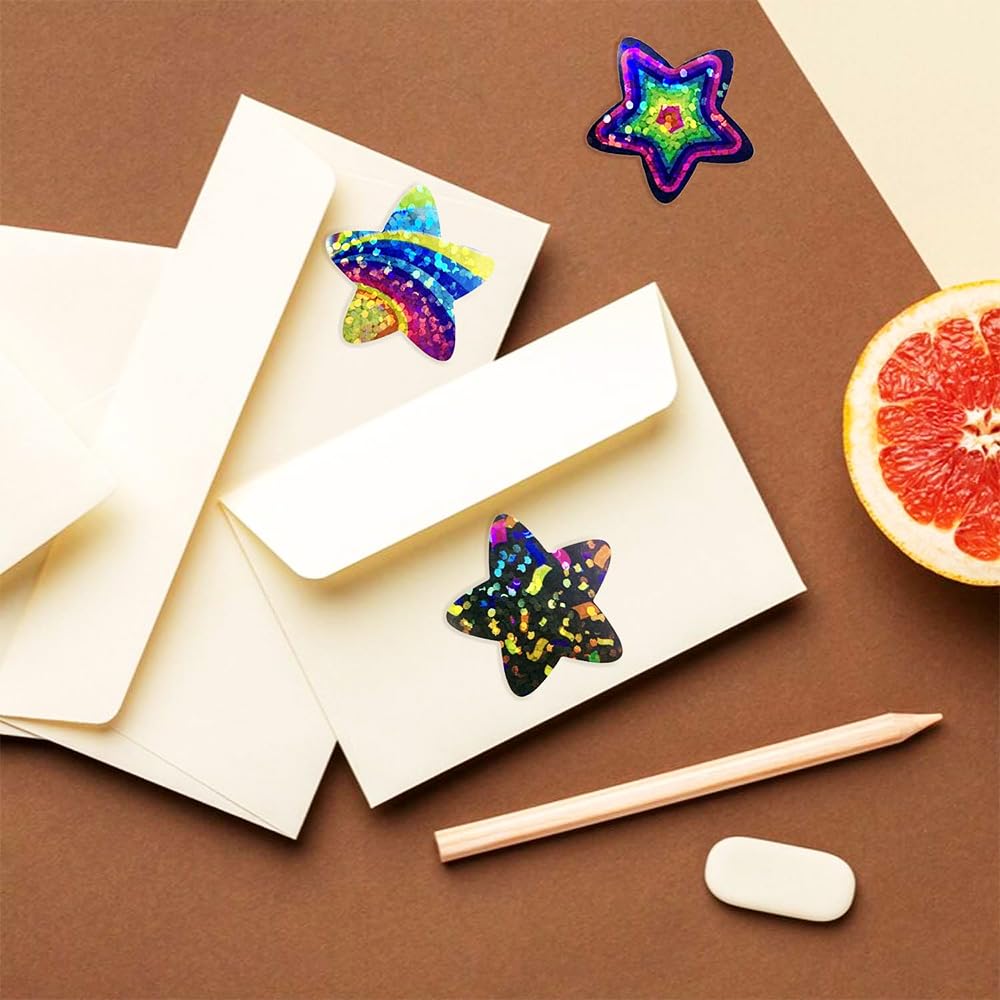 500pcs Glitter Star Stickers for Kids Reward - Colored Sparkly Holographic Shiny Blue Stars Roll for Envelope Seal, Behavior Chart Labels - Teacher Supplies - Image 3