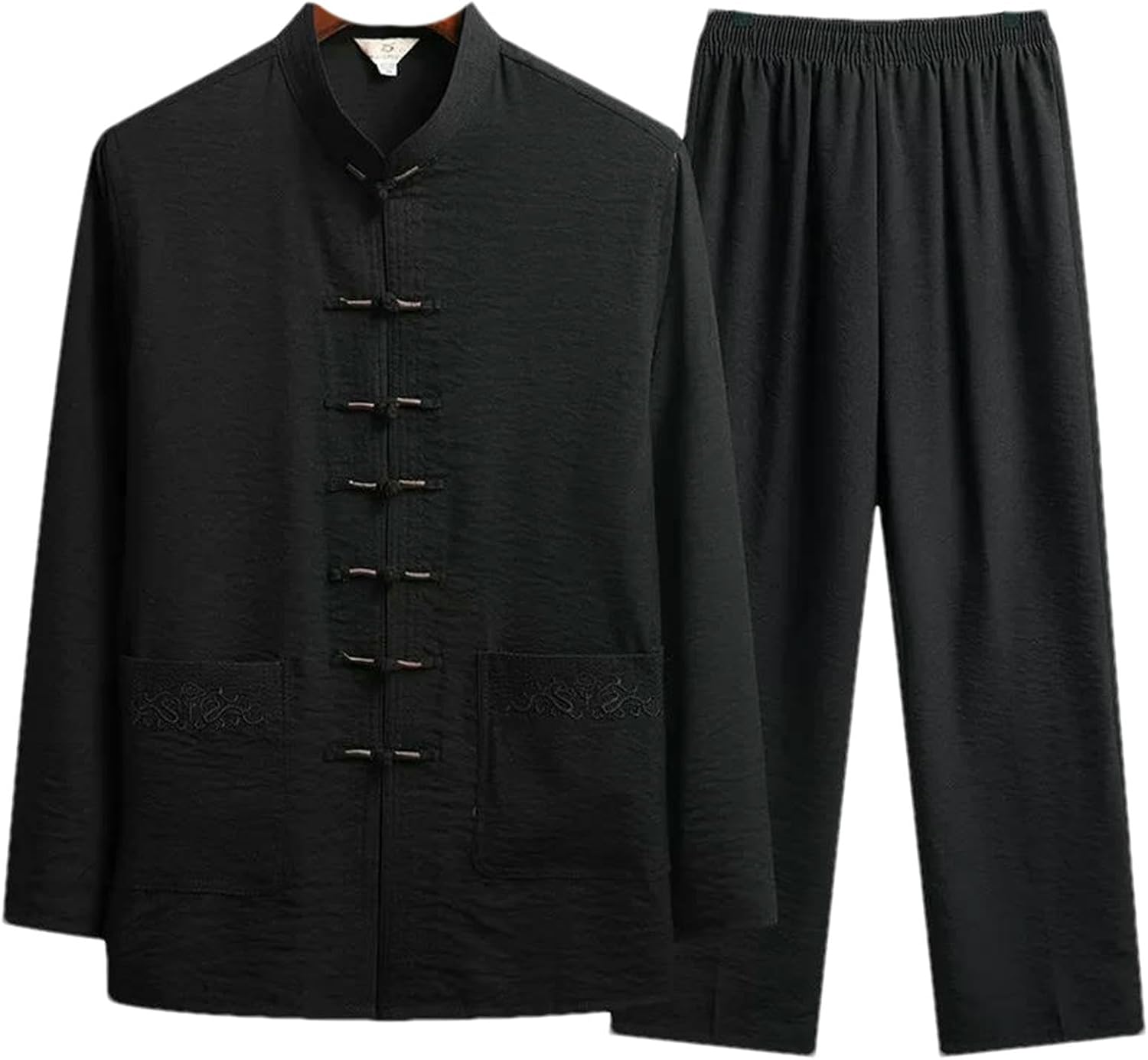 Chinese Traditional Set Man Fall Cotton Linen Buckle Kung Fu Shirt Oriental Retro Top Pants Tai Chi Breathable Hanfu