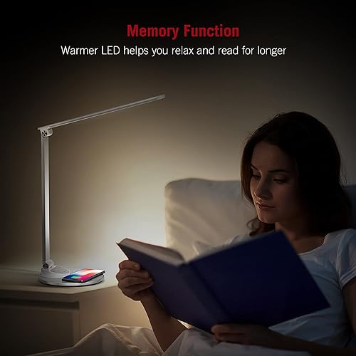 Miniatura 6 de WorkPro™ Lámpara de escritorio LED USB con cargador inalámbrico, 16-1/2"H, blanco/plateado