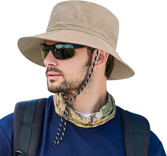 Outdoor Sun Hat Bucket Hats for Men, Summer Man Foldable Sun Protection Wide Brim Sun Hats Beach Hat UPF 50+