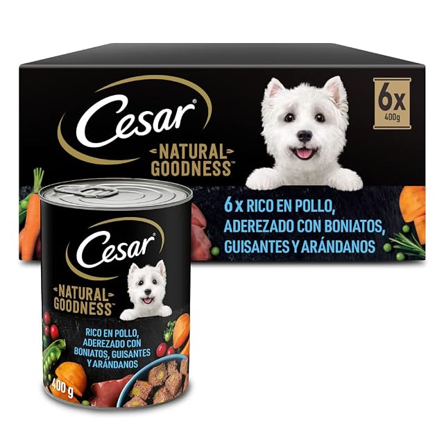 Cesar Natural Goodness Comida Húmeda para Perros Adultos con Pollo (Pack 6 Latas x 400g)