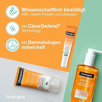 Neutrogena Anti-Pickel Set with daily washing gel (200 ml) Daily moisture care oil-free (50 ml) & SOS Emergency aid gel (15 ml) the anti-impurities & facial care set for women