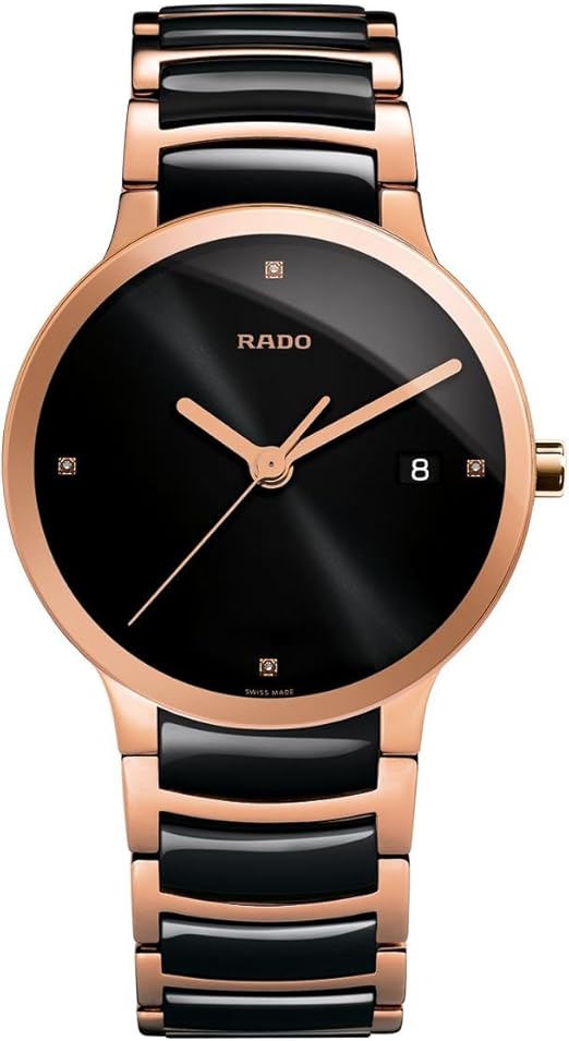 Amazon.com: Rado 38 mm Swiss Quartz Dress Watch with Stainless Steel with  Black Ceramic Strap, Rose Gold PVD, 20 (Model: R30554712) : Clothing, Shoes  \u0026 Jewelry