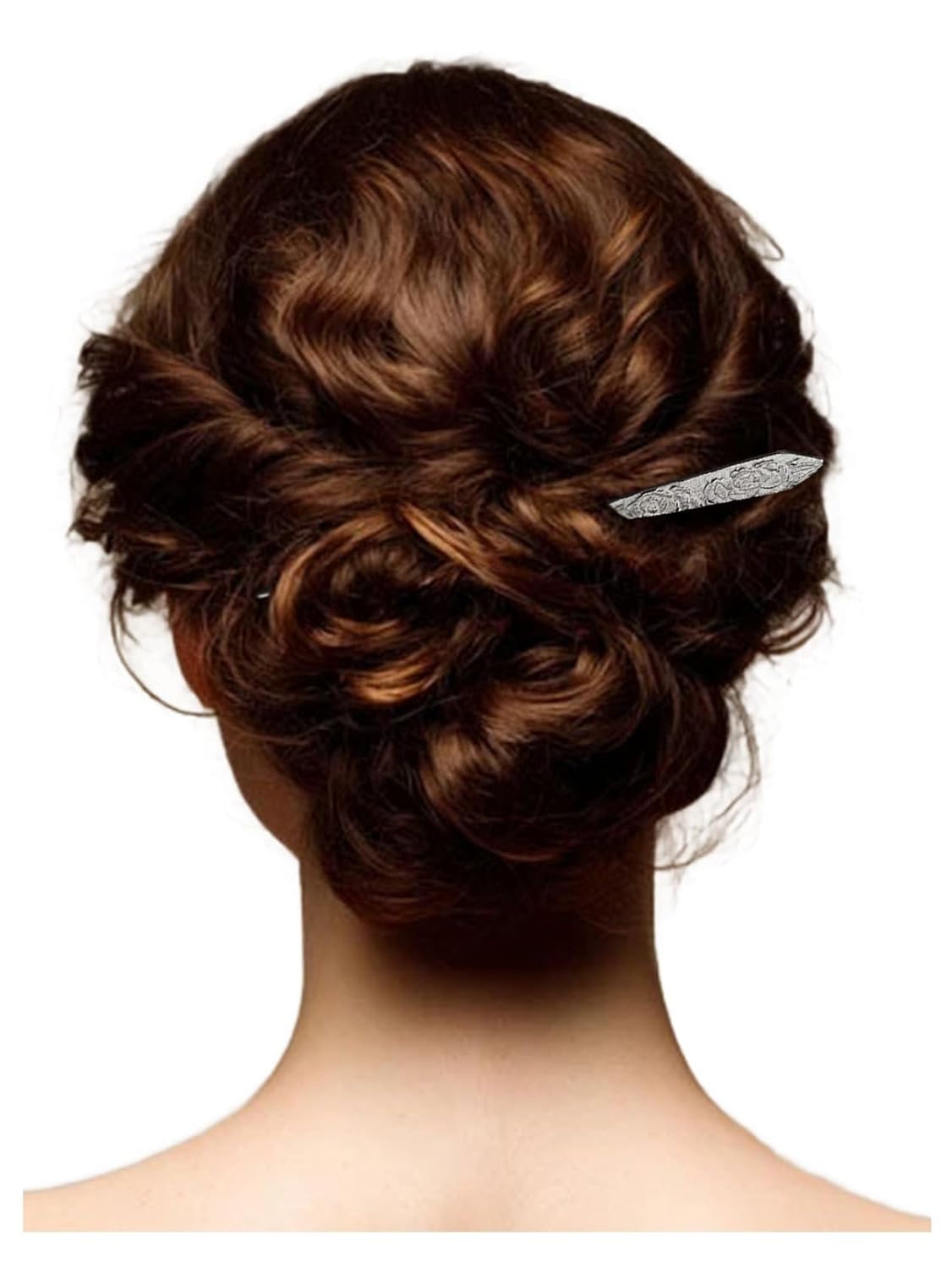 HangErFeng Women Silver Hairpin Flat Shape Peony Pattern Everyday Hairpin 925