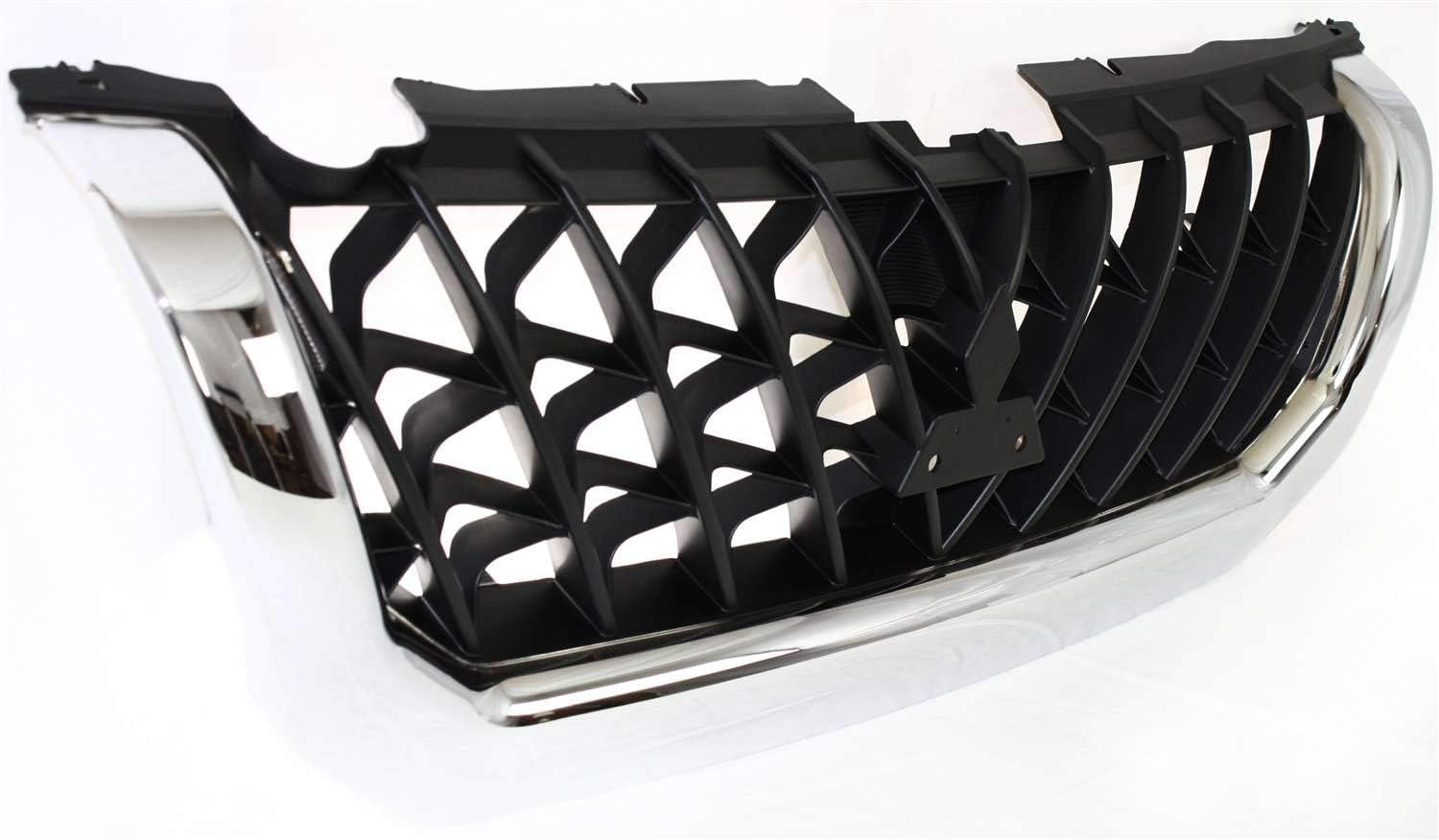Evan-Fischer Grille Assembly Compatible with 2000-2001 Mitsubishi Montero Sport Plastic Chrome Shell/Painted Black Insert