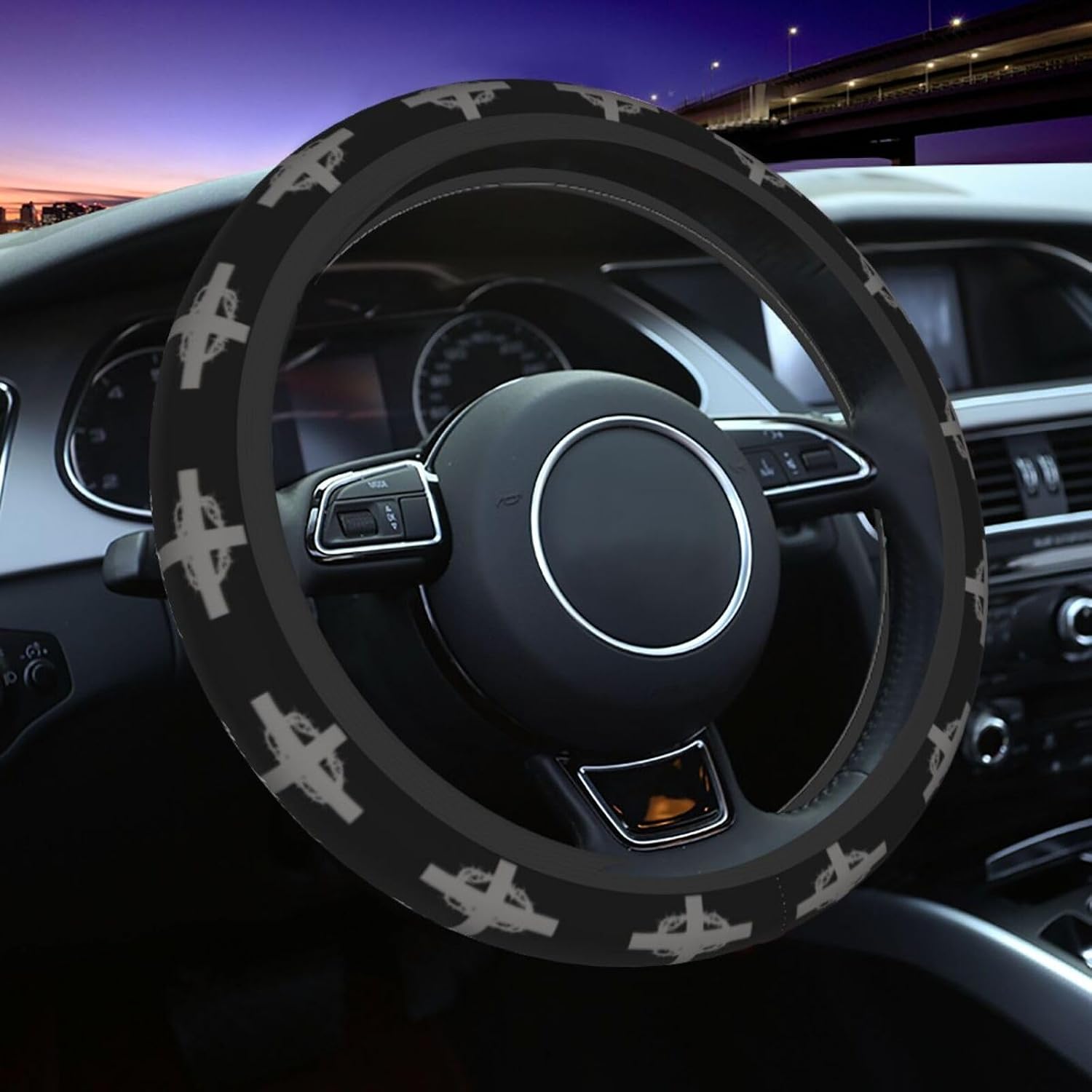 Religious Christian Faith Jesus Car Steering Wheel Cover Car Accessories,Elastic Stretch Steering Wheel Cover,Universal Steering Wheel Covers,Durable,Anti-Slip, Easy Carry
