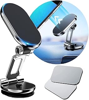 Magnetic Phone Holder for Car Folding Magnetic Car Phone Holder [Super Strong 8 Magnets] Alloy Car Magnetic Phone Mount 360° Rotation Car Magnetic Phone Holder Dashboard Car Mount for Smartphone