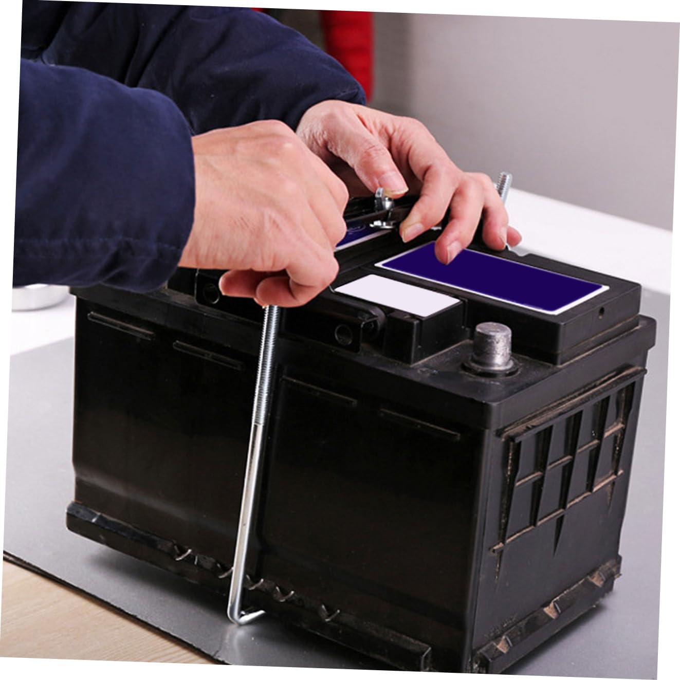 Support de Batterie de Voiture Noir en Fer, 1 Set