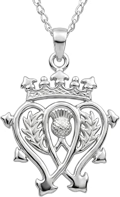 Alexander Castle 925 Sterling Silver Scottish Luckenbooth & Thistle Necklace - 20mm x 20mm Pendant with 18 Silver Chain & Jewelry Gift Box - Scottish Gifts for Women