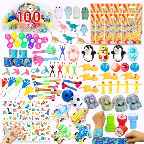 CoralBloom 100pcs Party Bag Fillers - Pre Filled Party Bags for Kids, Mini Party Favours for Boys & Girls, Pinata Fillers, Lucky Dip Prizes for Kids, Birthday Return Gifts & Teacher Prize Box Fillers