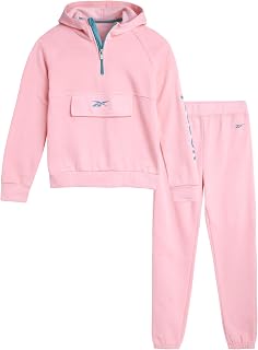 Girls' Jogger Set - 2 Piece Hoodie Sweatshirt and Sweatpants Sweatsuit (Size: 4-12), Size 8, Quartz Pink
