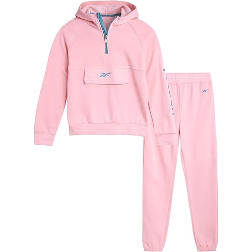 Reebok Girls' Jogger Set - 2 Piece Hoodie Sweatshirt and Sweatpants Sweatsuit (Size: 4-12)