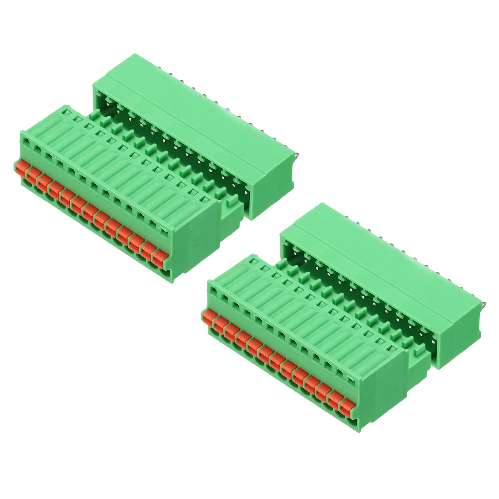 sourcing map 2set 2.5mm/0.1" Pitch PCB Terminal Block Connector 13 Pin Straight Pin Male Female Pluggable Quick PCB Wiring Terminals for 27-20AWG Cable Mechanical Equipment, Green