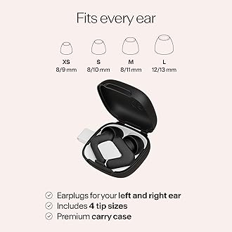 Alpine Silence Ear Plugs for Sleep, Focus & Travel - Comfortable, Travel Essential, Noise Cancelling Earplugs, V-Shape Snug Fit & Soft Oval Tips, 4 Sizes XS/S/M/L, Reusable Ear Plugs - Black