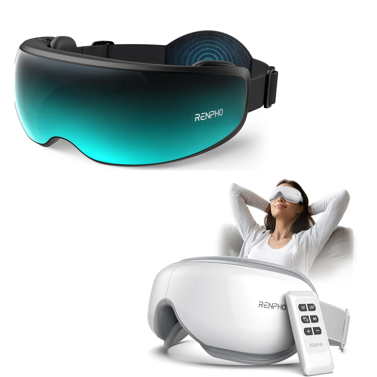 RENPHO Eye Massager with Remote Heat Compression Eye Massager with Mist Temple Massage