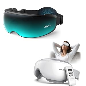 RENPHO Eye Massager with Remote Heat Compression Eye Massager with Mist Temple Massage