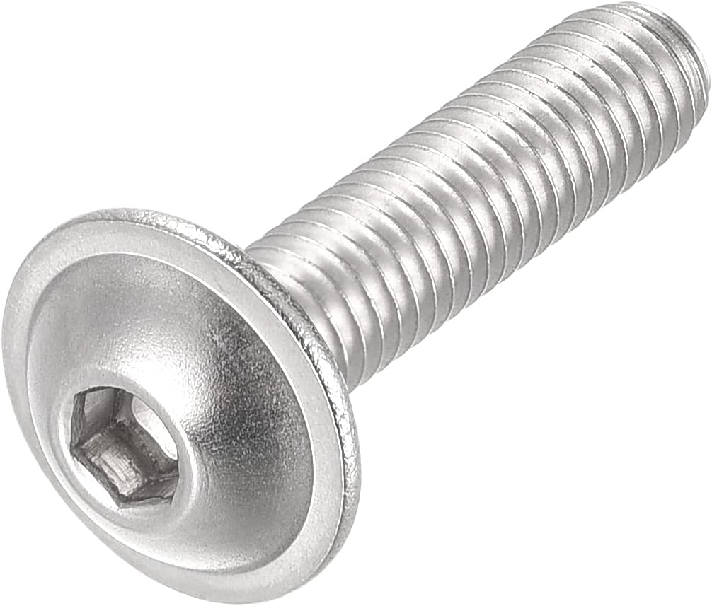 sourcing map Flanged Button Head Socket Cap Screws, M5*20mm Hex Socket Drive Screw, 304 Stainless Steel Fasteners Bolts - Image 4