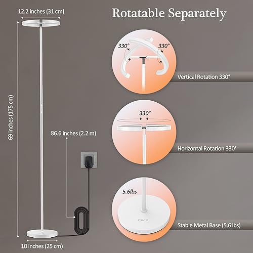 Miniatura 6 de FIMEI Lámpara de pie dividida, lámpara de pie LED moderna y brillante, atenuación continua y 4 temperaturas de color, luz de pie de lectura de