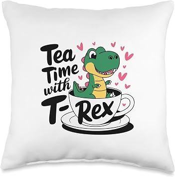 Tea Rex T-Rex Funny Tee For Tea Lovers Drinkers And Dinosaur Throw Pillow