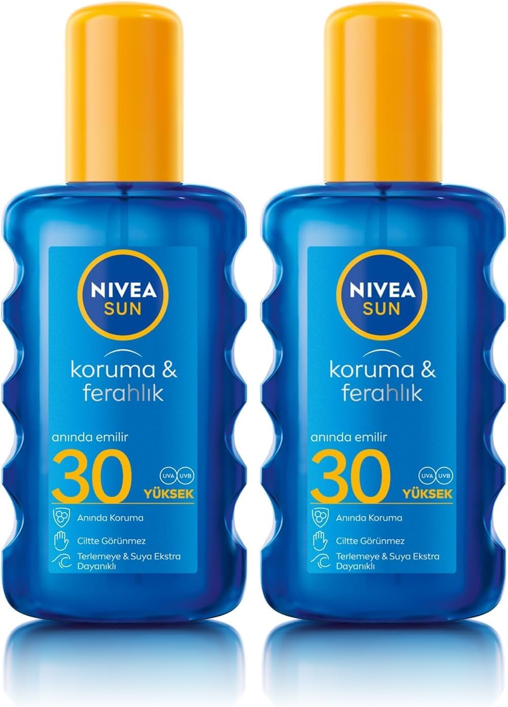 NIVEA SUN SPF30 Güneş Koruyucu Vücut Spreyi 200ml, Ferahlatıcı, Suya Dayanıklı, Anında UVA UVB Koruması (2 paketi)