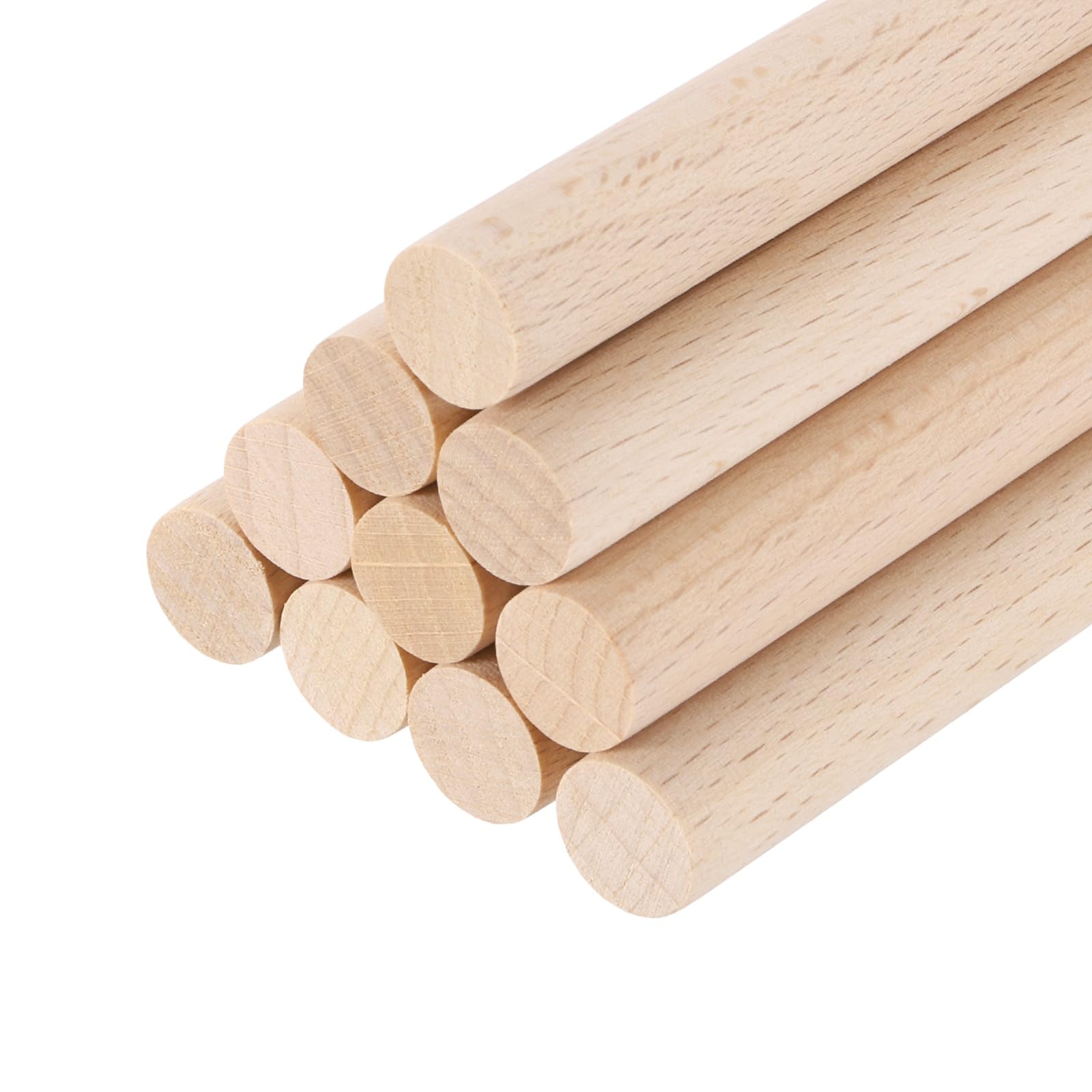 sourcing map Wooden Dowel Rods,12mmx150mm Round Wooden Rod Unfinished Solid Wood Sticks Crafts Wand for Arts Decoration, Craft and DIY Projects Wand,Pack of 10