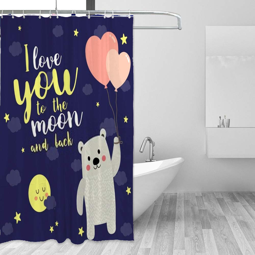 Rideau de douche long pour salle de bain décoration ours mignon